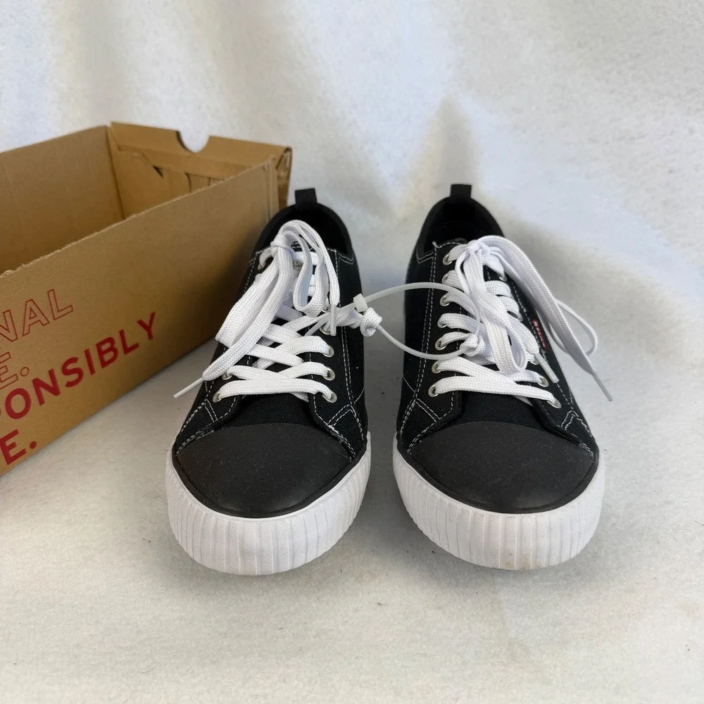 Levis Anikin C CVS Mens US 10 UK 9 Black Canvas Low Top Sneakers New
